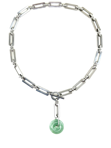 Jade Rectangular Chainmail Necklace - V