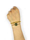 Dark Jade Disk Bracelet - Gold