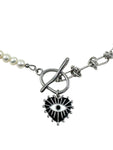 Heart Evil Eye Necklace - Black x Silver