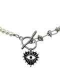 Heart Evil Eye Necklace - Black x Silver