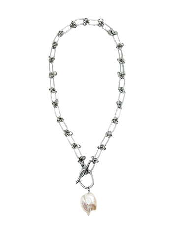 Pearly White Necklace - Silver