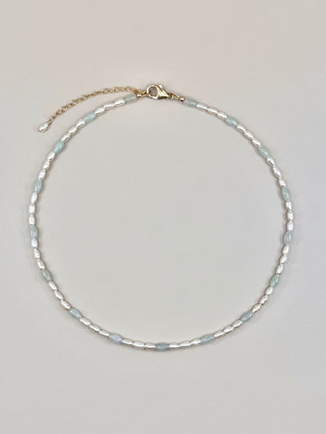 Pale Green Jade x Pearl Necklace