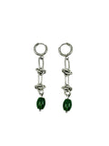 Jade Bead Earrings - Silver