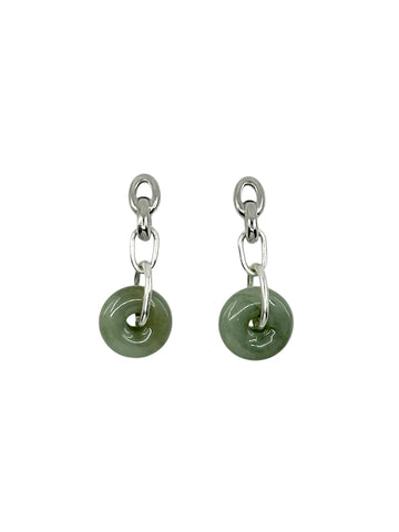 Jade x Silver Chain Earrings