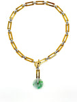 Jade Rectangular Chainmail Mixed Metal Necklace - I