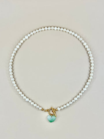 Jade x Pearl Heart Necklace X