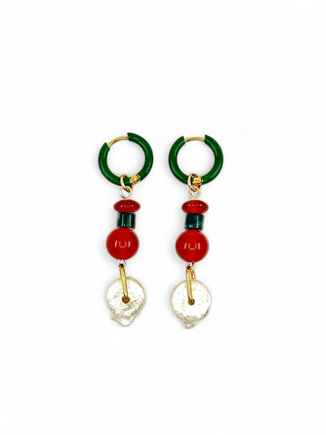 Empress Carnelian x Pearl Drop Earrings