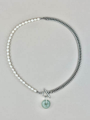 Green Jade x Pearl Duality Necklace