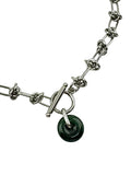 Jade Barb Wire Necklace - Dark / Silver