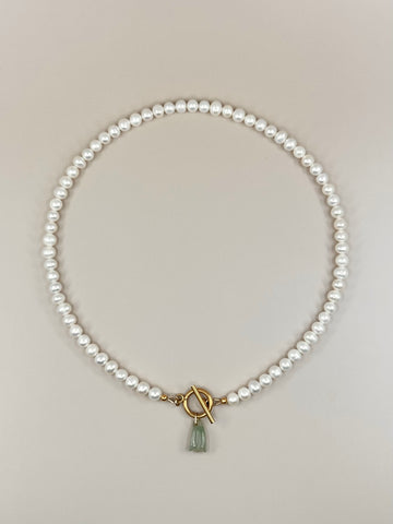 Jade x Pearl Flower Necklace II
