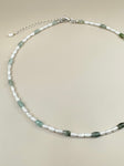 Pale Green Jade x Pearl Necklace III