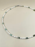 Pale Green Jade x Pearl Necklace III
