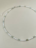 Pale Green Jade x Pearl Necklace II