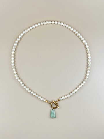 Jade x Pearl Flower Necklace III