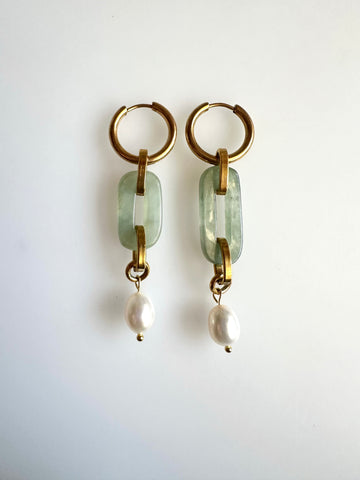 Jade Buckle Earrings - V