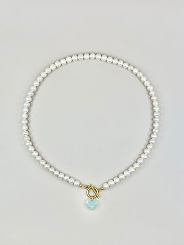 Jade x Pearl Heart Necklace VIII