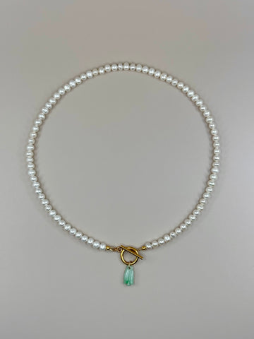 Jade x Pearl Flower Necklace I