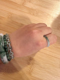 White x Green Thin Jade Ring