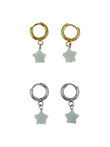 Jade Star Huggie Earrings