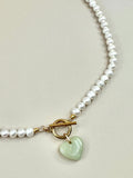 Jade x Pearl Heart Necklace XI