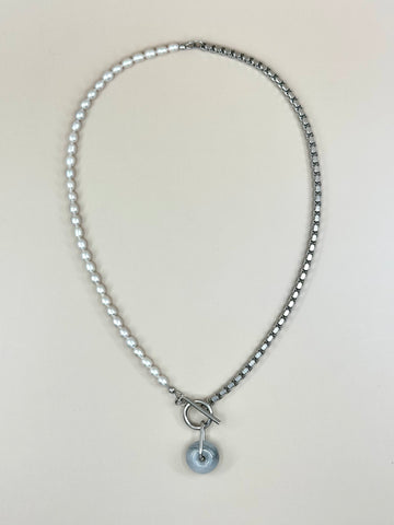 Grey Jade x Pearl Duality Necklace