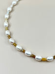 Yellow Jade x Pearl Necklace