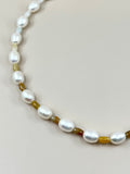 Yellow Jade x Pearl Necklace