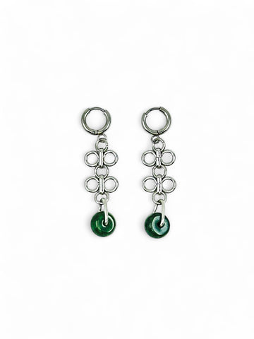 Deep Green Jade Chinese Knot Earrings