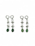 Jade Bead Earrings - Silver