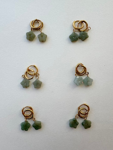 Green Jade Flowers Huggies - Gold