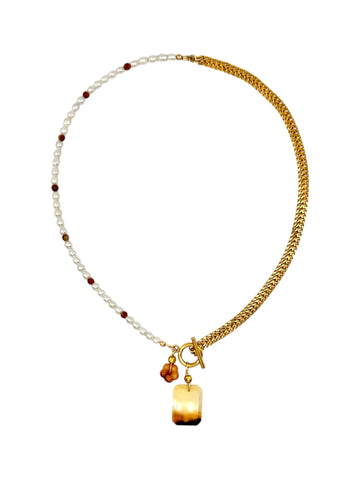 Brown Jade Milk Tea Necklace - I