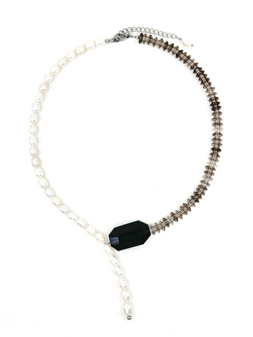 Smoky Quartz x Pearl Duality Necklace