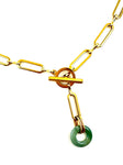 Jade Oval Chainmail Necklace - Gold