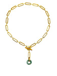 Jade Oval Chainmail Necklace - Gold