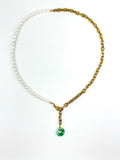 Jade + Pearl Duality Lariat Necklace - Gold