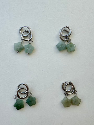 Green Jade Flowers Huggies - Silver