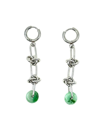 Jade Disk Earrings - Silver