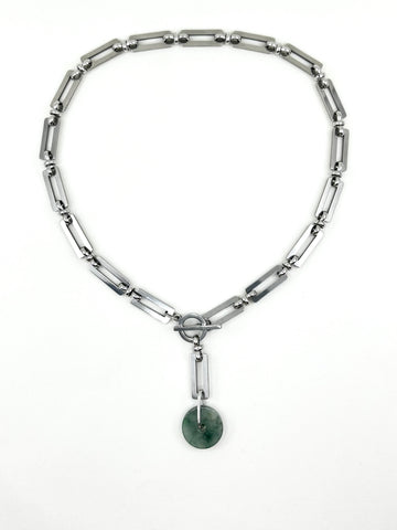 Jade Rectangular Chainmail Necklace - I