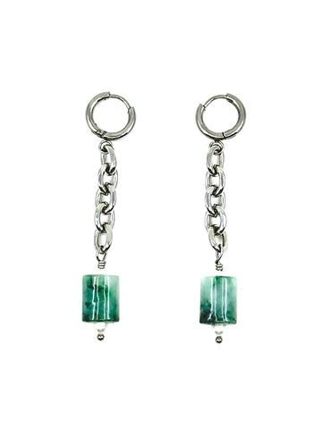 Jade Lantern Earrings - Silver