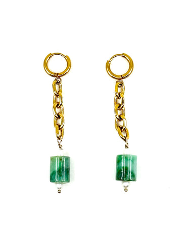 Jade Lantern Earrings - Gold