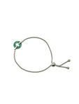 Dark Jade Disk Bracelet - Silver