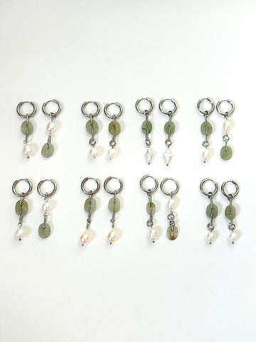 Jade Buckle Earrings - Silver