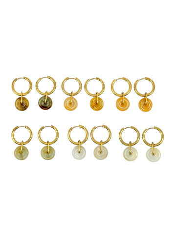 🤎🧡💛 Medium Jade Disk Earrings - Gold