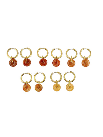 ❤️🧡 Medium Jade Disk Earrings - Gold