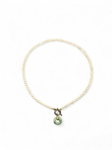 Jade Disk x Pearl Toggle Necklace