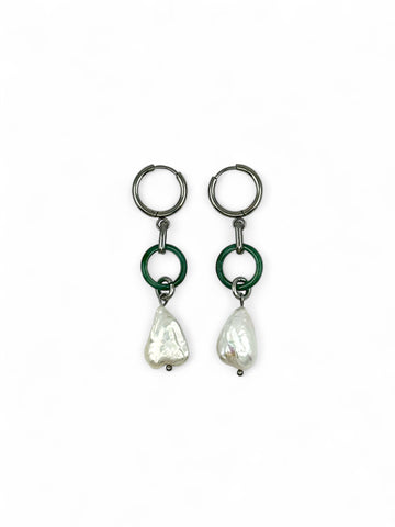 Jade Loop Earrings - Silver