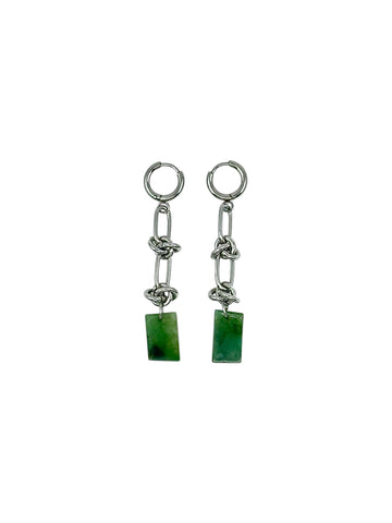 Green Jade Chip Earrings