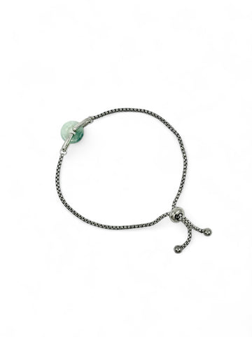 Light Jade Disk Bracelet - Silver