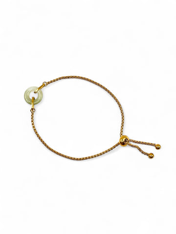 Light Jade Disk Bracelet - Gold