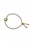 Dark Jade Disk Bracelet - Gold